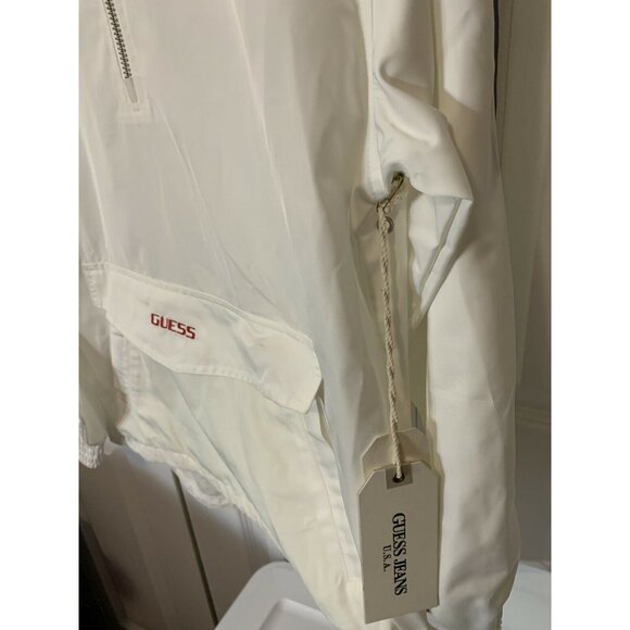 Guess x Sean wotherspoon 1/4 Zip Anorak Men’s Jacket Sz M White Gray Red Distre… - Picture 2 of 12
